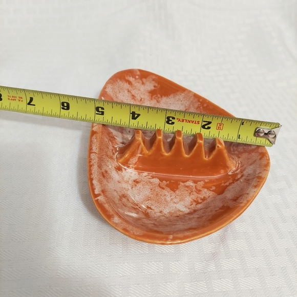 Retro Ashtray Burnt Orange Ceramic USA - Picture 6 of 8